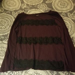 Ann Taylor Loft purple shirt with black lace